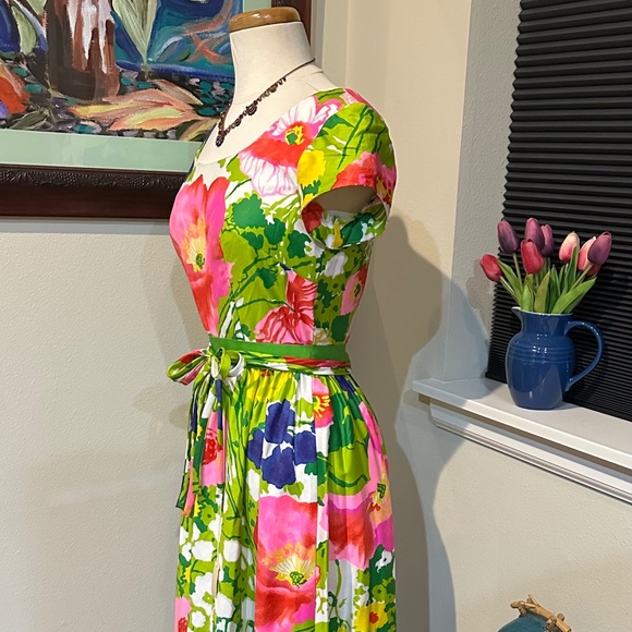 Englantine Rose Floral Print Long Gown / Maxi Dress by Bergdorf Goodman -  S - Picture 6 of 16
